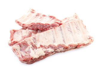 Fresh raw pork ribs isolated on white
