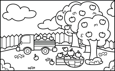 Apple Orchard scene clip art