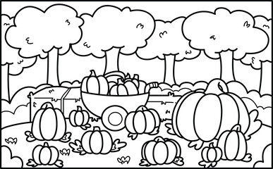 Pumpkin patch scene clip art