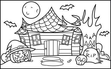 Haunted house scene clip art