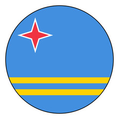 Flag of Aruba. Black edge. Aruba circle flag logo icon computer vector illustration design.