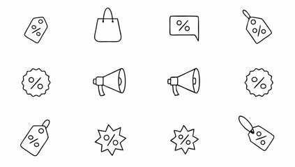 set of discount related line icons  price  promoti.eps
