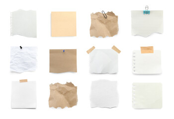 Different notebook sheets isolated on white, set