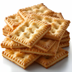 Stacked crispy waffle crackers close up