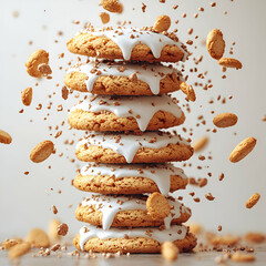 Stacked glazed cookies with sprinkles