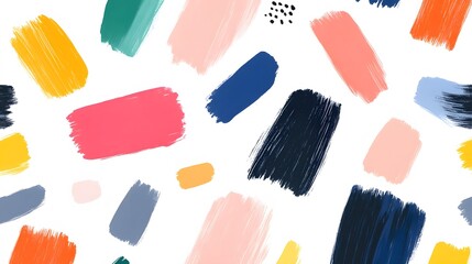 Abstract Colorful Paint Brush Strokes Seamless Pattern