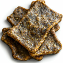 Stacked gourmet meat snacks closeup image for food blog