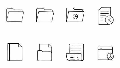 set of document related line icons  folder  page   (1).eps