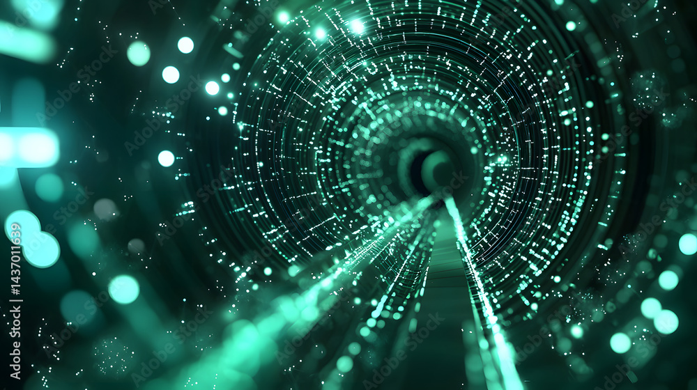 Poster illuminating data streams digital realm visual art cyber environment abstract perspective data flow