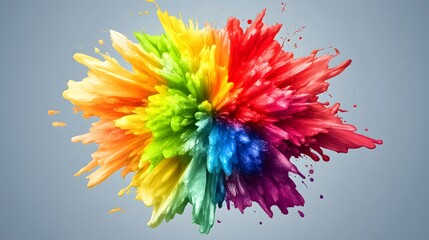 Vibrant Rainbow Color Explosion Paint Splash