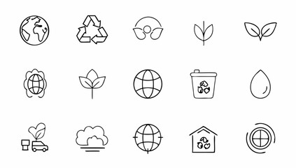 Fototapeta premium set of environment related line icons earth ecol (1).eps