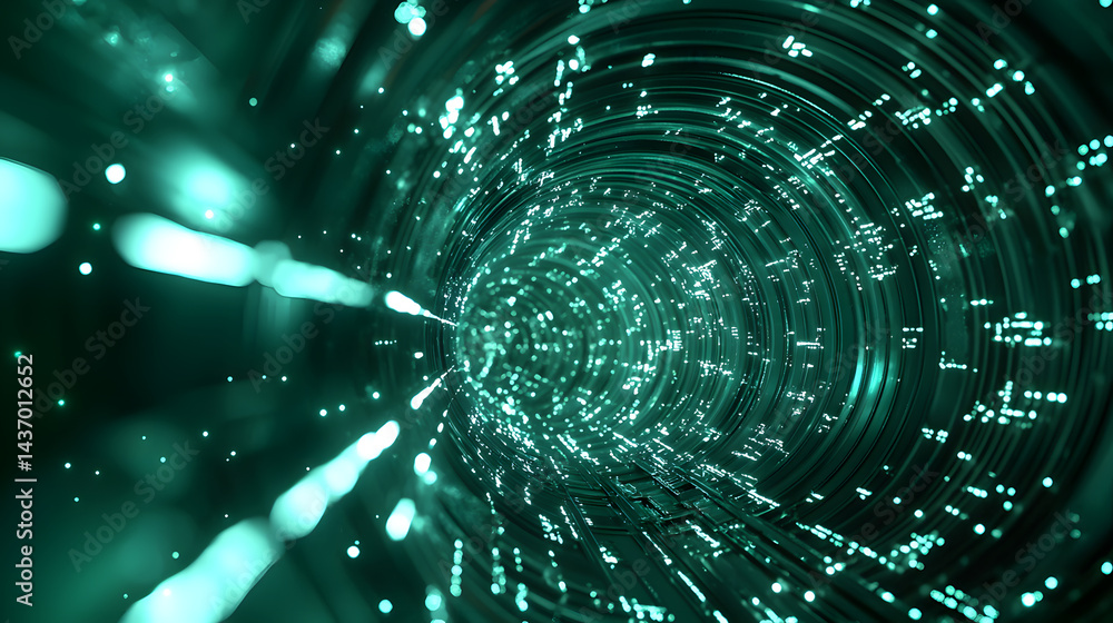 Poster illuminating abstract data flow digital space visual content virtual environment futuristic viewpoin