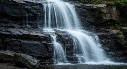 Fototapeta premium a powerful waterfall cascading down rocks representing unstoppable business flow