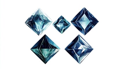 Fototapeta premium Blue gemstone collection, close-up, white background, jewelry design