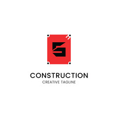 minimalist letter s logo design for construction company