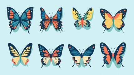 Colorful butterflies, nature, design, illustration, background, pattern, vibrant, graphic