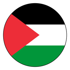 Fototapeta premium Flag of Palestine. Black edge. Palestine circle flag logo icon computer vector illustration design.