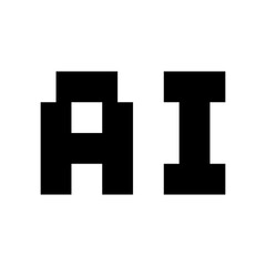 AI digital text vector icon. Artificial intelligence chip silhouette design for bussiness and technology