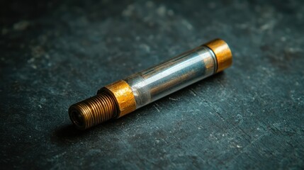 Vintage Brass and Glass Component Isolated on Textured Dark Surface