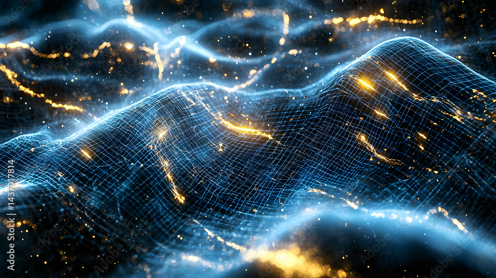 Poster visualizing augmented reality concepts virtual spaces digital art immersive environments futuristic 