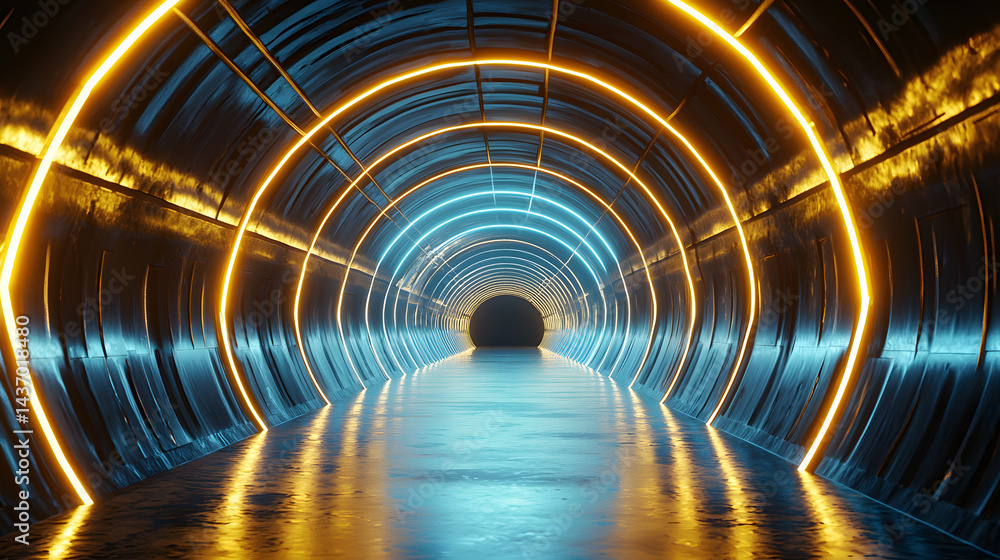Poster exploring augmented reality concepts virtual tunnels digital experiences immersive environments inno