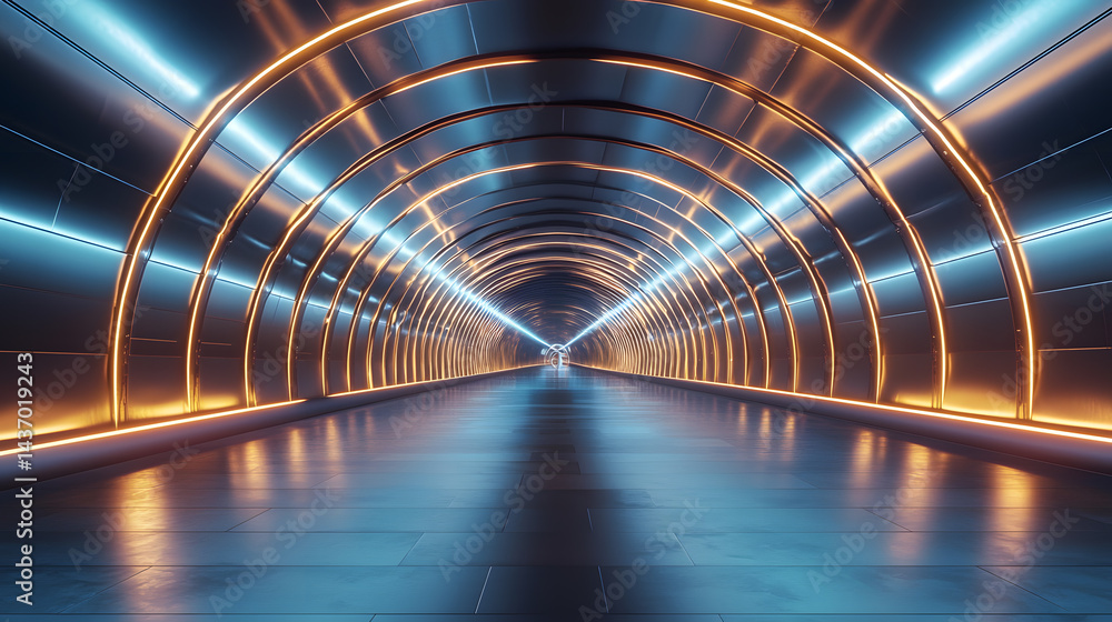 Poster exploring augmented reality concepts urban tunnels virtual experiences futuristic environments immer