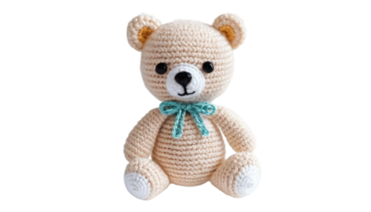 Crochet teddy bear pattern amigurumi tutorial diy handmade stuffed animal toy gift idea craft project on transparent background