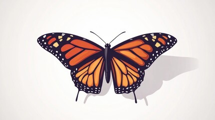 Fototapeta premium Monarch butterfly wings spread, white background, nature, design