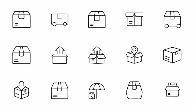 set of package related line icons  delivery  parce.eps