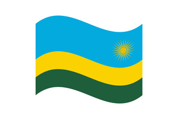 Flag of Rwanda. Rwanda wavy flag digital vector illustration. Fluttering flag.