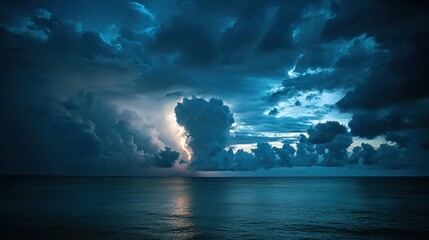 Fototapeta premium A tropical thunderstorm over the ocean