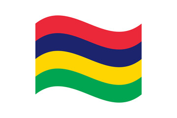 Flag of Mauritius. Mauritius wavy flag digital vector illustration. Fluttering flag.