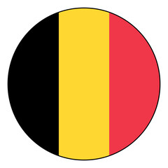 Fototapeta premium Flag of Belgium. Black edge. Belgium circle flag logo icon computer vector illustration design.