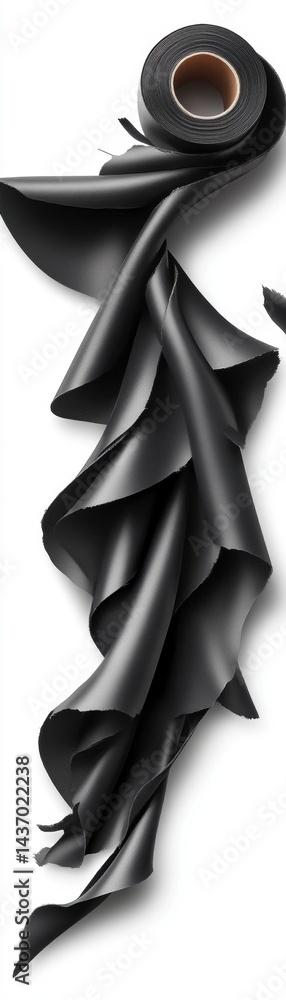 Poster dynamic black ribbons unfolding creative studio art design minimalist environment top-down view abst