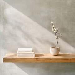 Elegant embedded shelf with minimalist decor modern interior gigapixel quality soft natural light