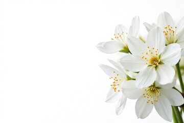 Obraz premium Delicate white blossoms against pure white background, image, nature, elegant