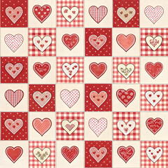seamless pattern with red hearts