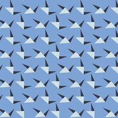 Geometric Abstract Seamless Pattern for Textile Print for Fabric, Modern Triangle Shapes on Blue Background
