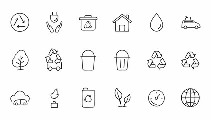 set of recycling related line icons  eco  save  re.eps