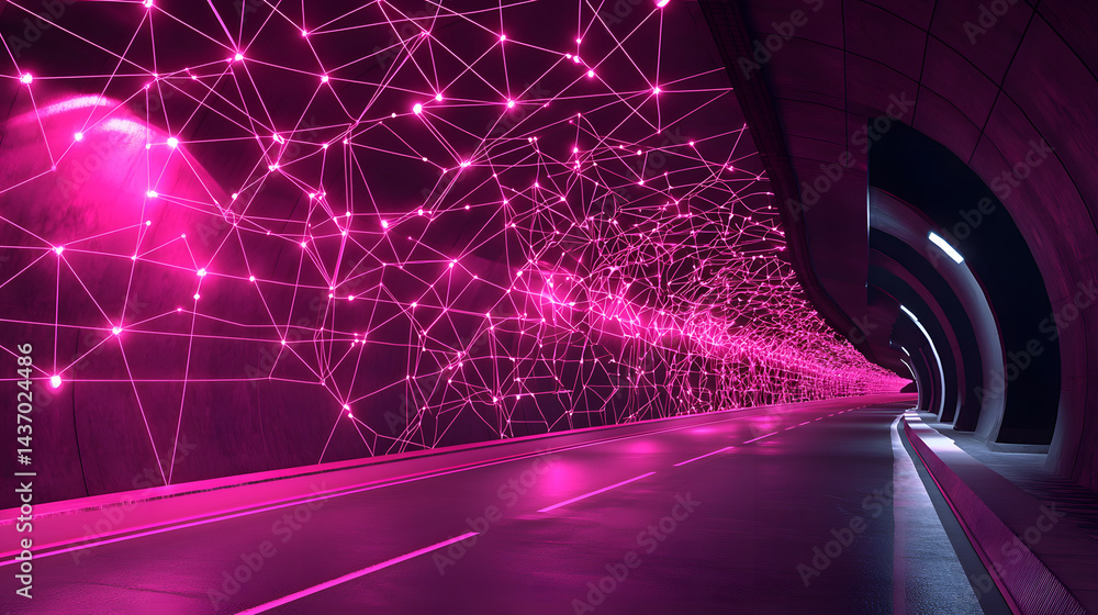 Poster visualizing cloud computing and decentralized systems digital space infographic tech environment glo