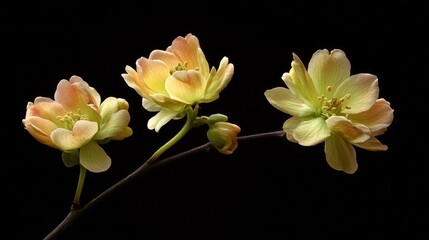 Obraz premium Delicate Pastel Flowers in Elegant Arrangement on black background