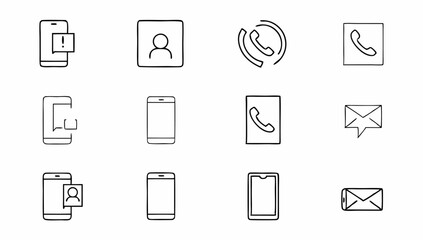 set of smartphone related line icons  device  mess.eps