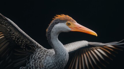 Fototapeta premium Stunning Close-up of a Bird in Flight on black background
