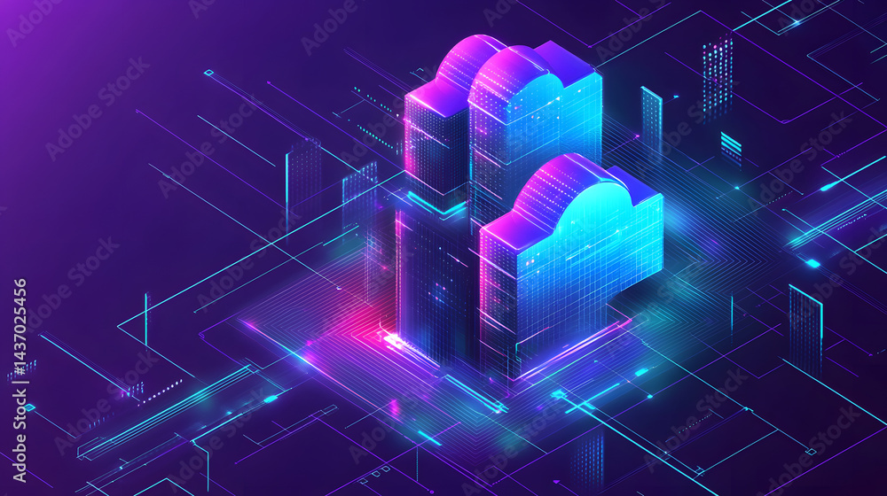 Poster exploring cloud computing and decentralized systems in digital environments