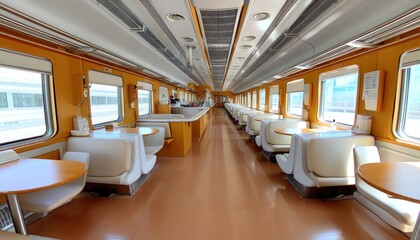Fototapeta premium Experience luxury inside luxury sleeper train panoramic view spacious environment high fidelity concept