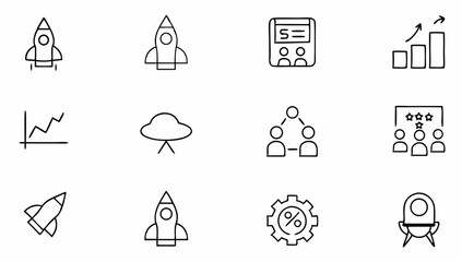 set of startup related line icons  launch  rocket  (3).eps