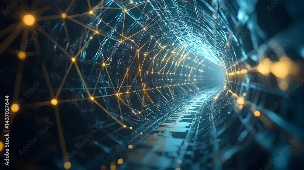 Poster visualizing cloud computing and decentralized systems in digital environments