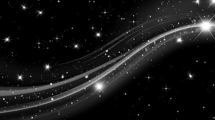 Obraz premium Stunning Black and White Starry Night Sky Background on black background