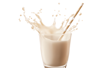 Milk pouring from a glass, isolated on a Cutout file, in PNG format with a and no gray shading. background png