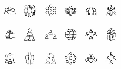 set of teamwork related line icons  together  part.eps